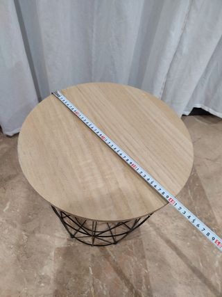 Mesita auxiliar rústica madera y metal