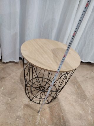 Mesita auxiliar rústica madera y metal