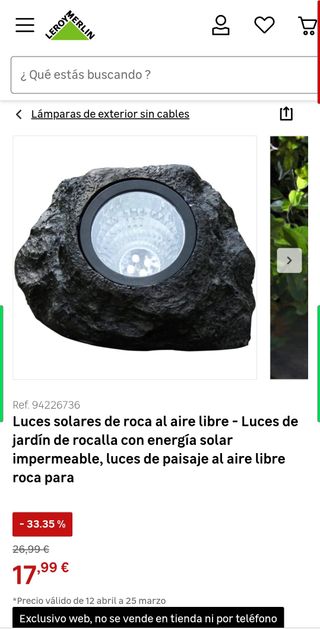 3x Focos Solares Jardín Simulan Roca IP65