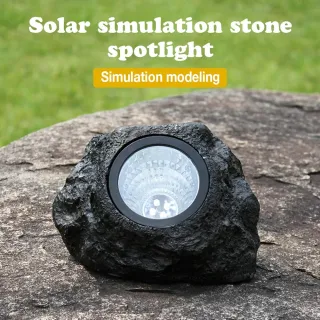 3x Focos Solares Jardín Simulan Roca IP65