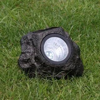3x Focos Solares Jardín Simulan Roca IP65