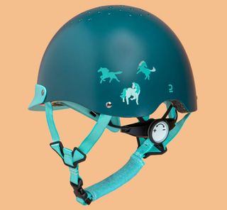 Casco Equitación Niños Verde Turquesa
