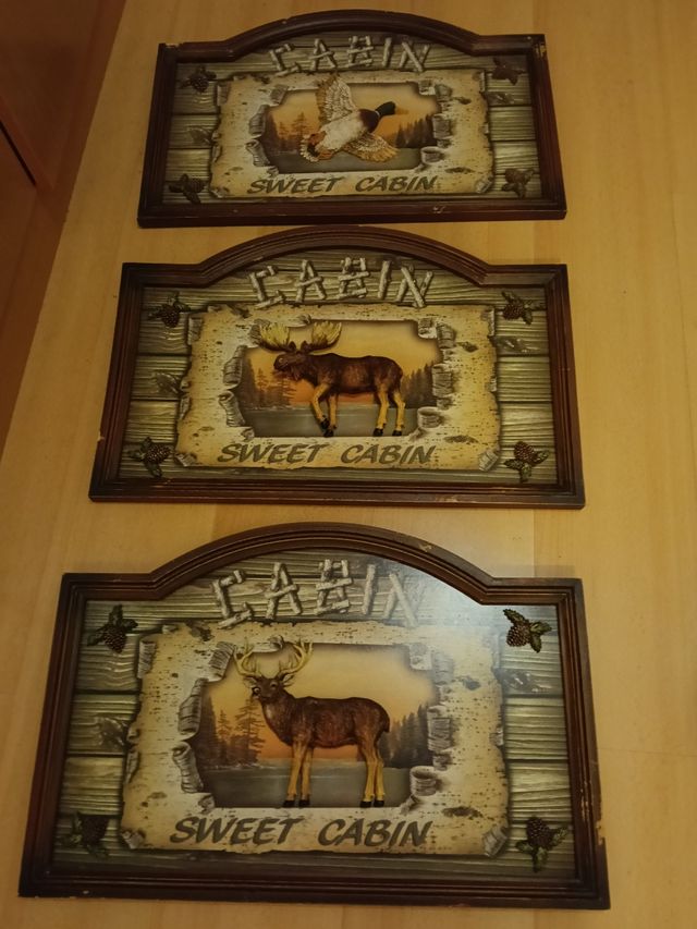 3 Cuadros Decorativos de caza relieve