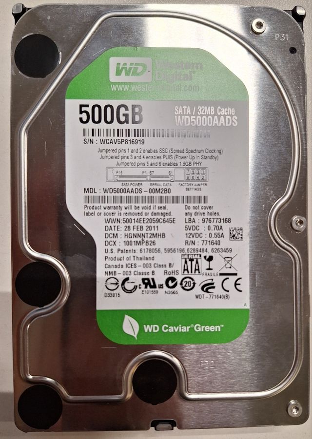 Disco Duro WD Caviar Green 500GB SATA