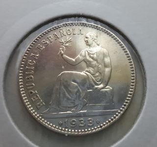 Moneda 1 Peseta Plata 1933 Española