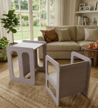 Kit Mesa y Silla infantil de madera segura niños