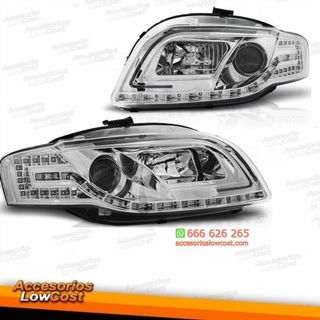 AUDI A4 B7 04-08 FAROS TUBE-LIGHT CROMADOS CON IN