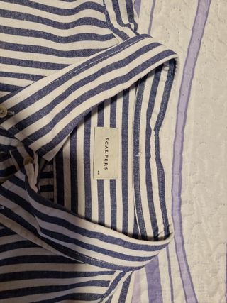 Camisa Escalpers Rayas Azul Talla 48 lino