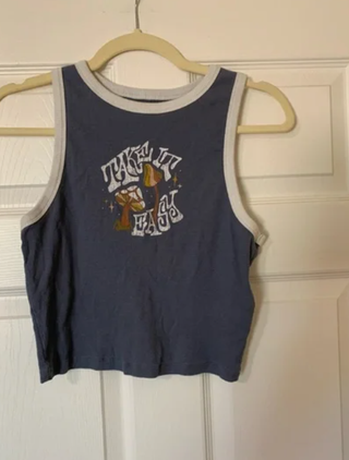 Camiseta sin mangas Hollister azul con estampado