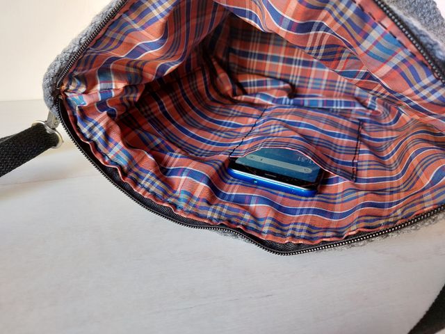 Bolso crochet mensajero gris nuevo