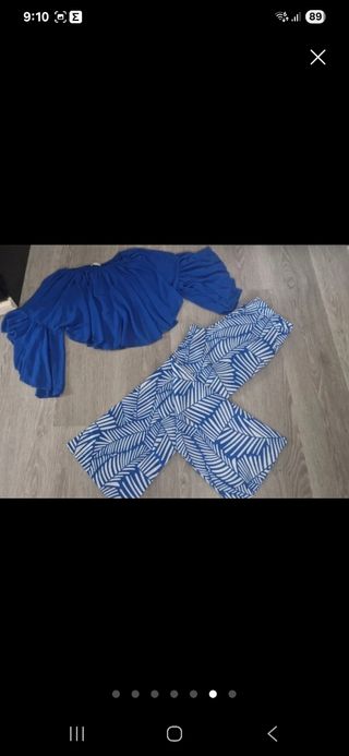 Conjunto de mujer azul y blanco