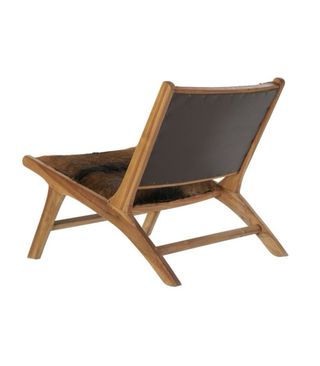 Butaca de madera de teca y piel de vaca