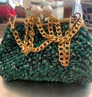 Borsa handmade verde e multicolore