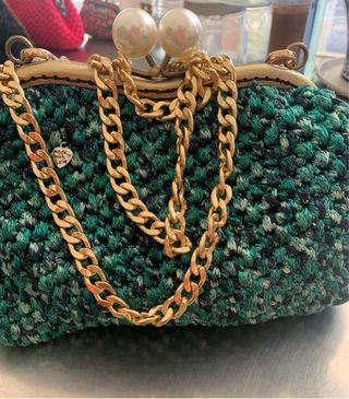 Borsa handmade verde e multicolore