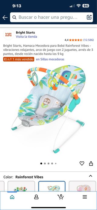 Hamaca Mecedora Bebé Bright Starts Rainforest