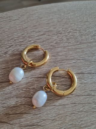 Pendientes Aro Perlas Doradas