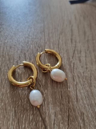 Pendientes Aro Perlas Doradas