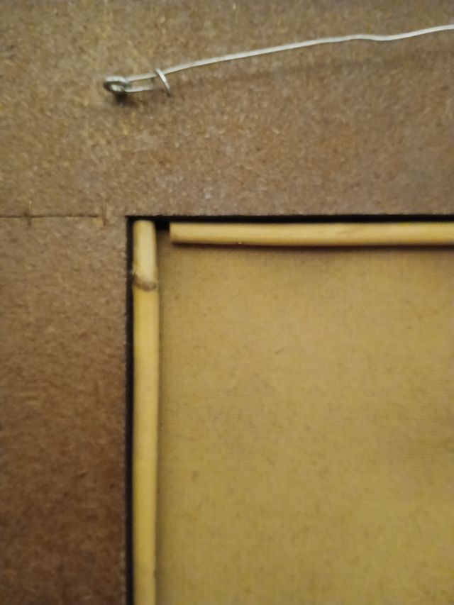 Espejo de madera y mimbre