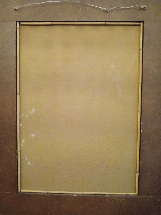 Espejo de madera y mimbre