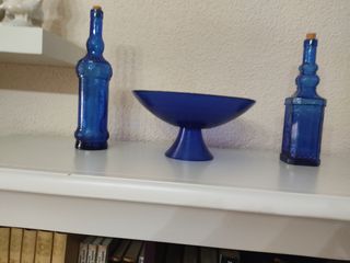 Conjunto Decorativo Cristal Azul 3 Piezas