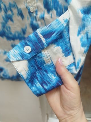 Camisa Zara Algodón Estampada Azul