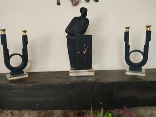 Juego Reloj y 2 Candelabros Acrílico