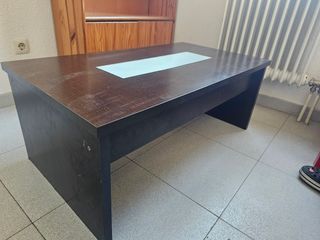 Mesa de centro extensible de salón madera y crista
