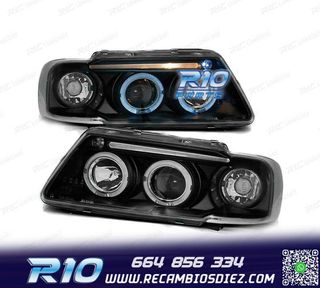 FAROS OJOS ANGEL PARA AUDI A3 8L 96-00 FONDO NEGRO