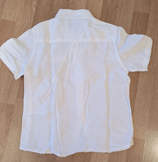Camisa Lino Blanca Niño Manga Corta T8