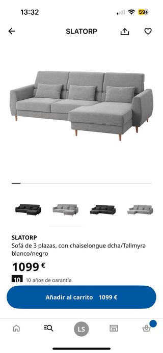Sofá SLATORP gris y negro