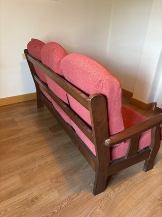 Sofá de 3 plazas en tela y madera