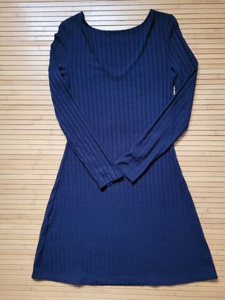 Vestido azul marino Zara manga larga