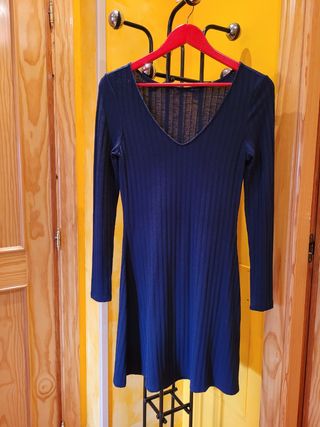 Vestido azul marino Zara manga larga