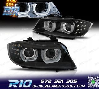 FAROS XENON OJOS ANGEL 3D BMW E90 E91 08-12 FONDO NEGRO