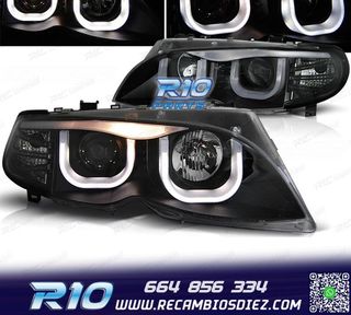 FAROS BMW E46 4P 01-05 OJOS ANGEL TUBE LIGHT LED U FONDO NEG