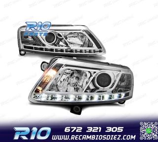 FAROS AUDI A6 C6 04-08 TRU DRL CROMADOS