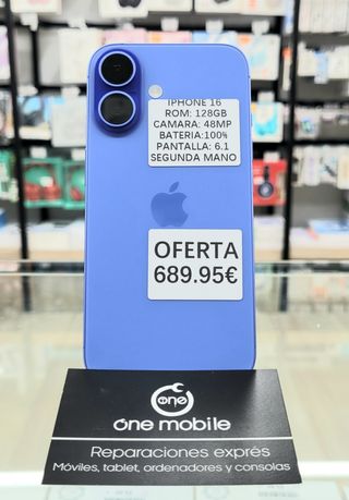 iPhone 16 128GB Azul Batería 100%