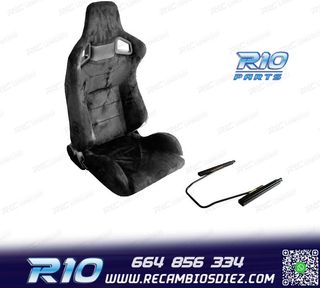 KIT ASIENTO DEPORTIVO SEMI BAQUET LOOK RS ALCÁNTARA NEGRA