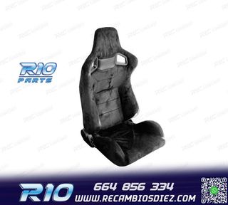 KIT ASIENTO DEPORTIVO SEMI BAQUET LOOK RS ALCÁNTARA NEGRA