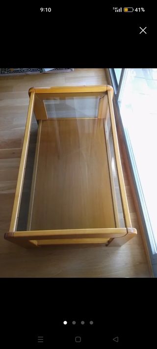 Mesa centro madera y cristal