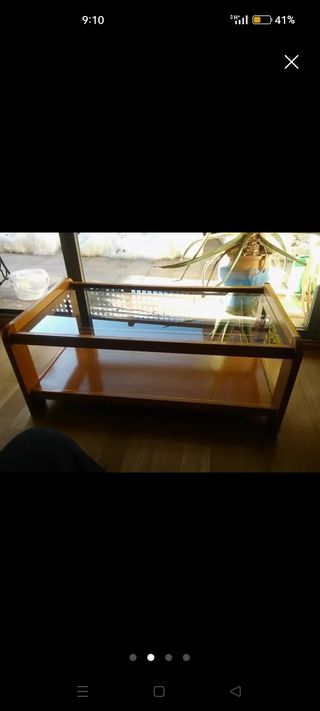 Mesa centro madera y cristal