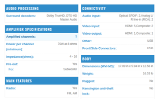 Denon AVR-X520BT Receptor AV Negro