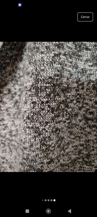 Abrigo de paño gris y blanco calentito con bolsill