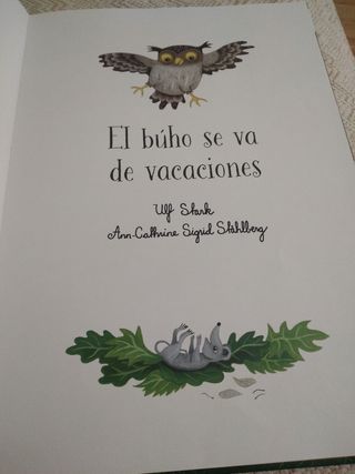 Libro de cuentos El búho se va de vacaciones.
