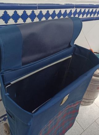 Carrito de la compra azul y rojo