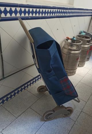 Carrito de la compra azul y rojo