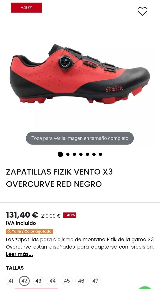 Zapatillas Ciclismo Fizik Talla 42 de segunda mano por 109 EUR en