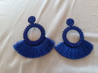 Pendientes grandes azul flamenca