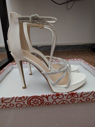 Sandali bianchi tacco 11 strass EU 37