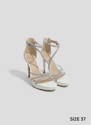 Sandali bianchi tacco 11 strass EU 37